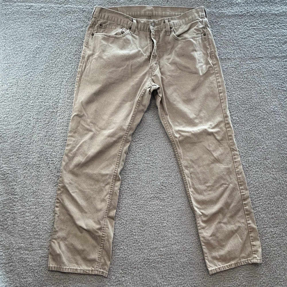Levis Jeans Mens 36x32 Beige 599  Relaxed Straight Cotton  Light Wash